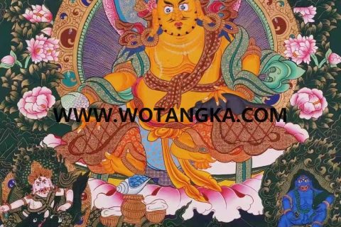 编号138-468392：彩绘唐卡-黄财神·五方财神（74*51CM左右）