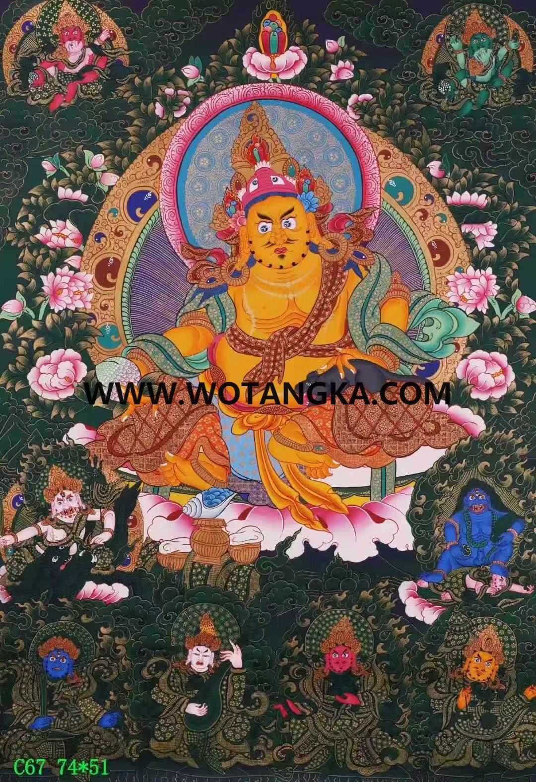 编号138-468392：彩绘唐卡-黄财神·五方财神（74*51CM左右）