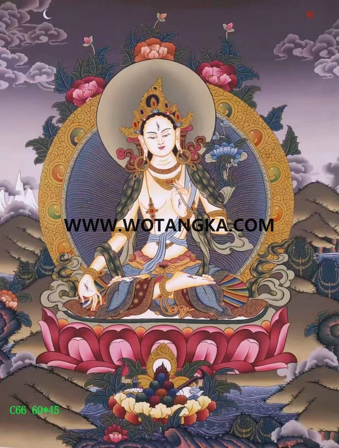 编号138-587142：彩绘唐卡-白度母（60*45CM左右）