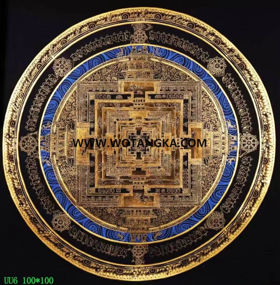 编号138-596728：黑金唐卡-时轮金刚坛城（100*100CM左右）