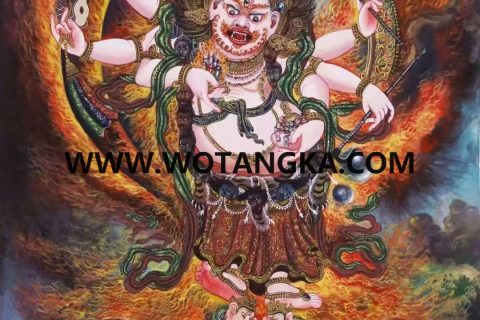 编号138-632859：彩绘唐卡-白六臂玛哈嘎拉（78*50CM左右）