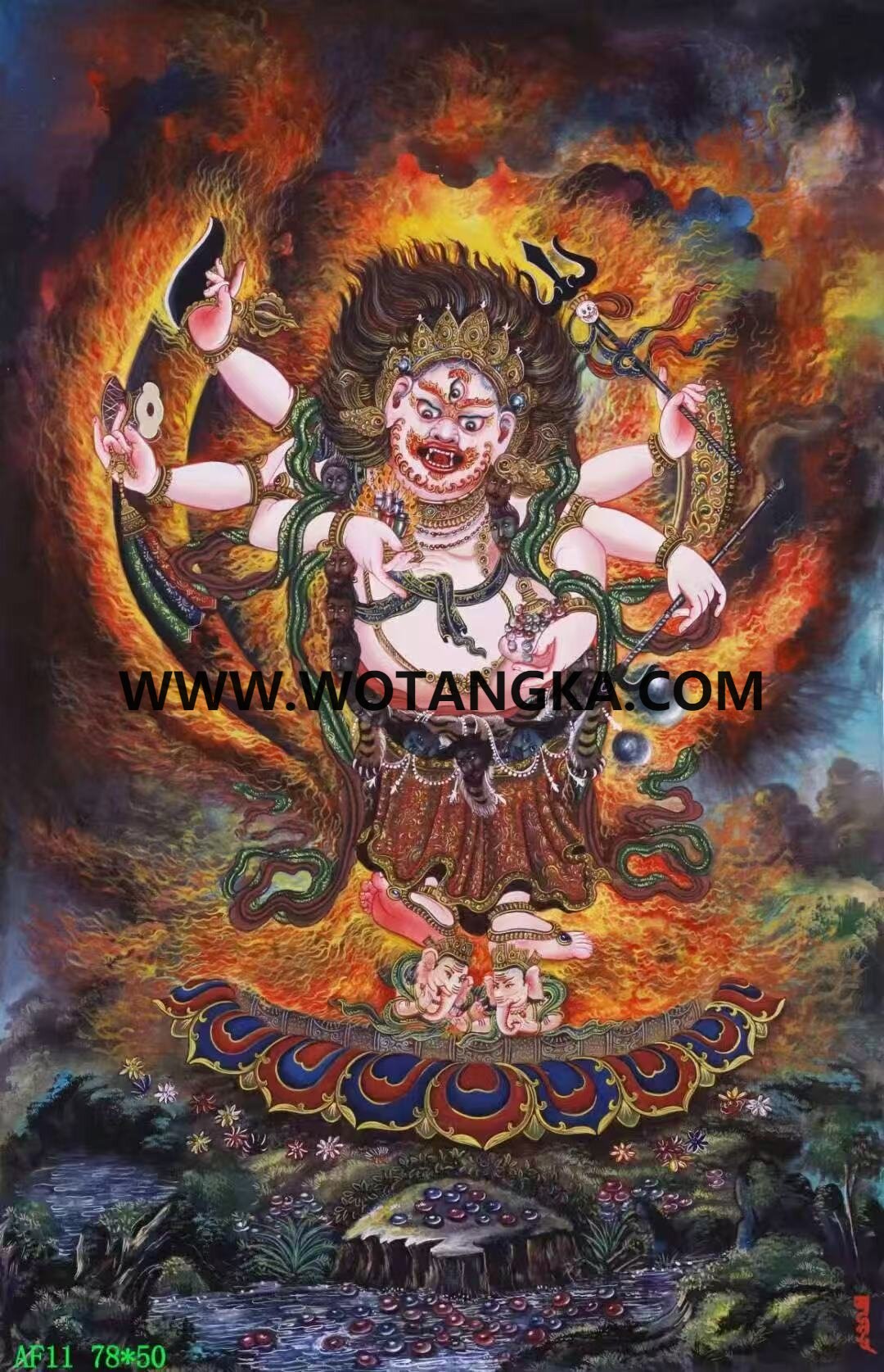 编号138-632859：彩绘唐卡-白六臂玛哈嘎拉（78*50CM左右）