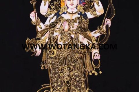 编号138-728954：黑金唐卡-光明佛母·摩利支天（30*20CM左右）