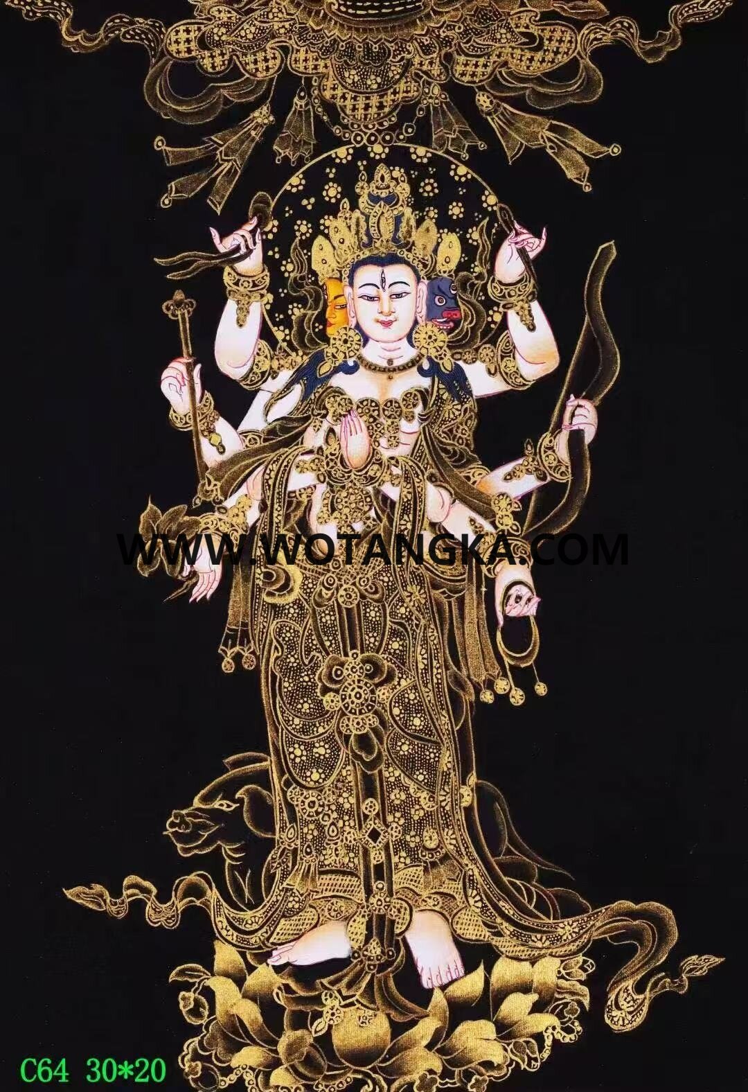 编号138-728954：黑金唐卡-光明佛母·摩利支天（30*20CM左右）