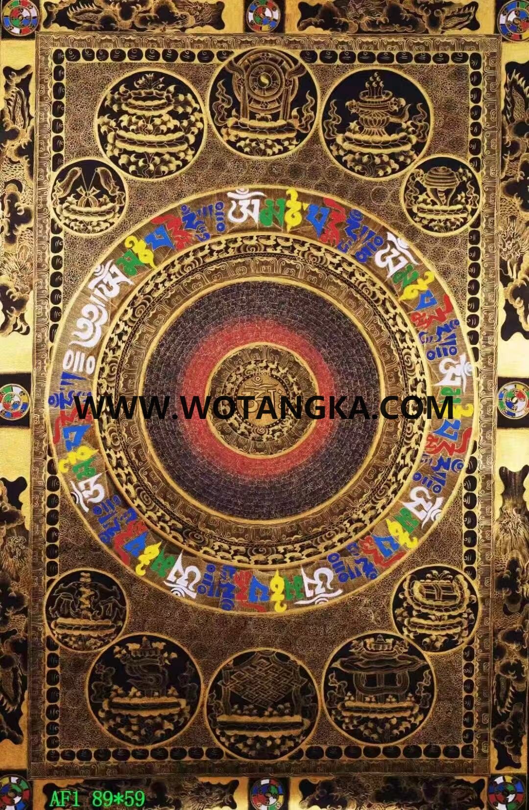 编号138-762849：黑金唐卡-吉祥八宝坛城（89*59CM左右）