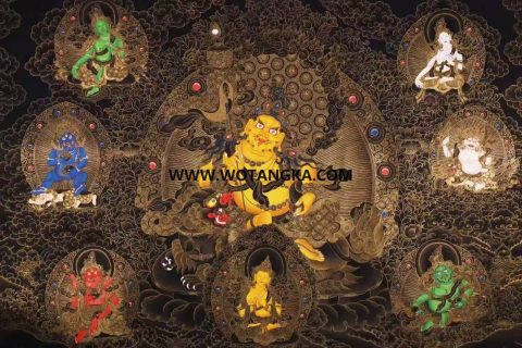 编号138-783491：黑金唐卡-财宝天王（86*118CM左右）