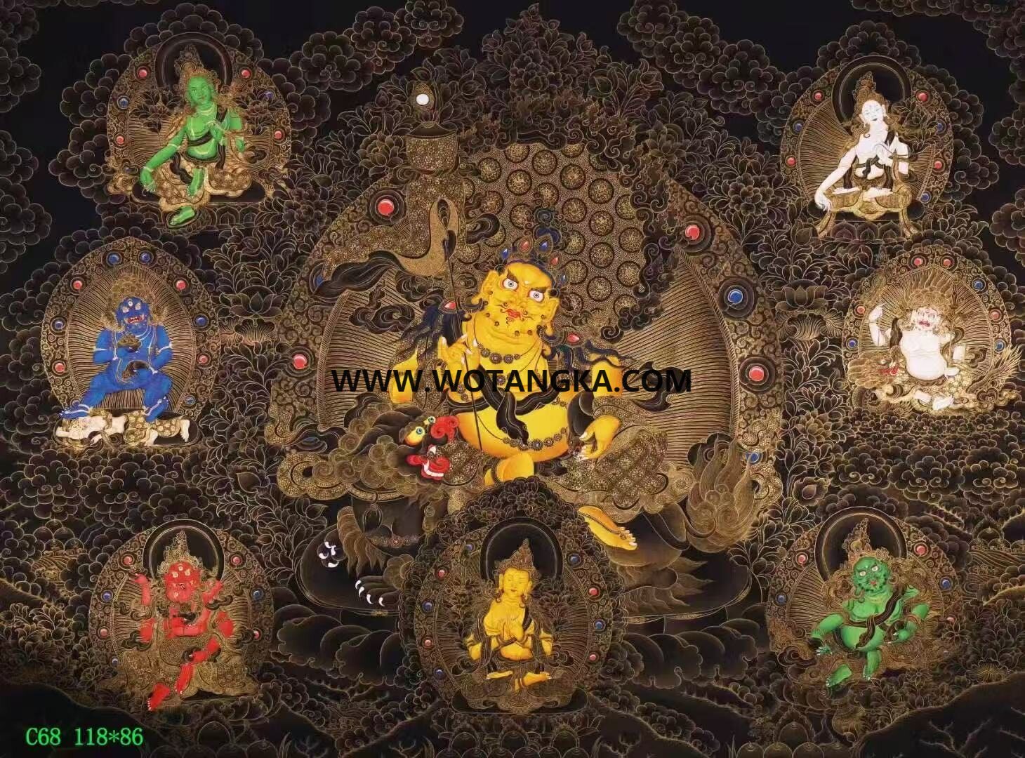 编号138-783491：黑金唐卡-财宝天王（86*118CM左右）