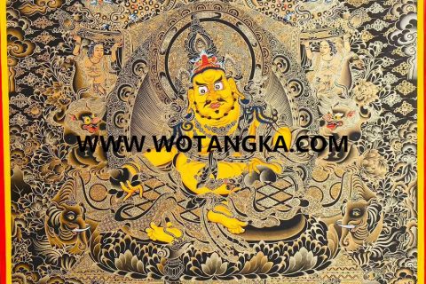 编号189-904579：黑金唐卡-黄财神·五方财神（100*70CM左右）
