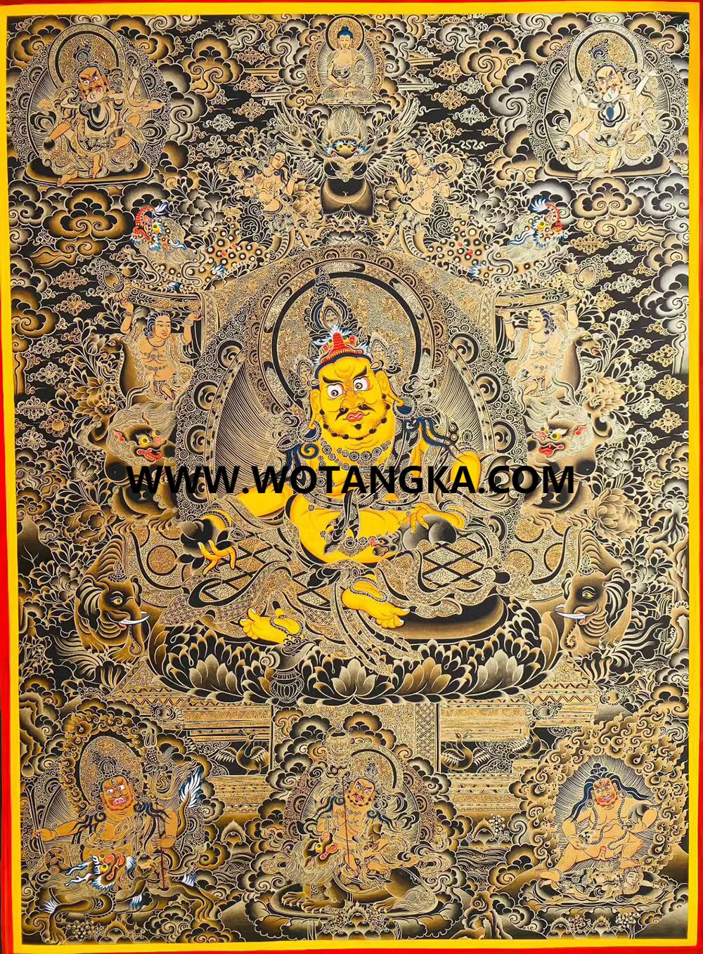 编号189-904579：黑金唐卡-黄财神·五方财神（100*70CM左右）