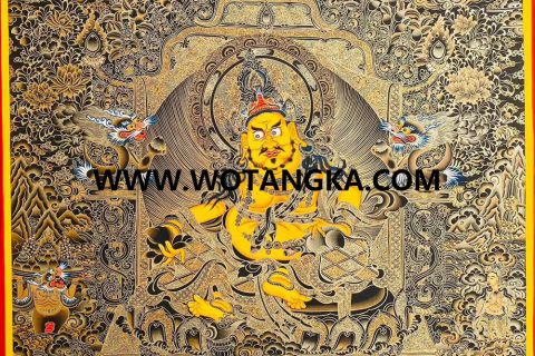 编号189-905429：黑金唐卡-黄财神·五方财神（100*70CM左右）