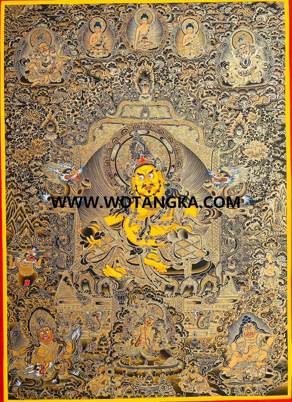 编号189-905429：黑金唐卡-黄财神·五方财神（100*70CM左右）