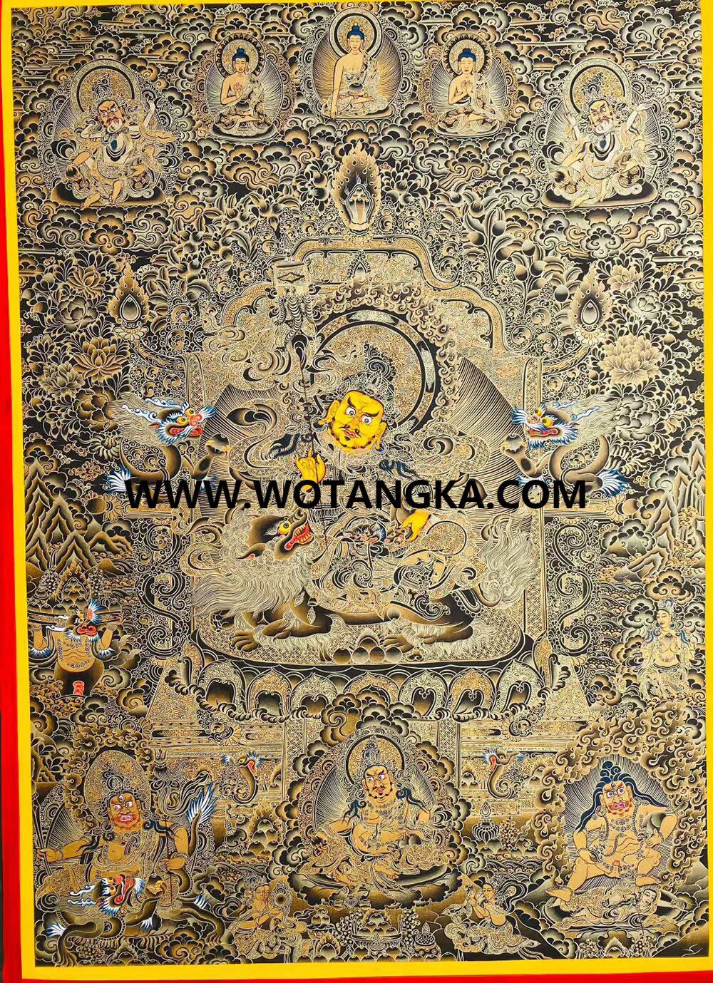 编号189-908886：黑金唐卡-财宝天王· 五方财神（100*70CM左右）
