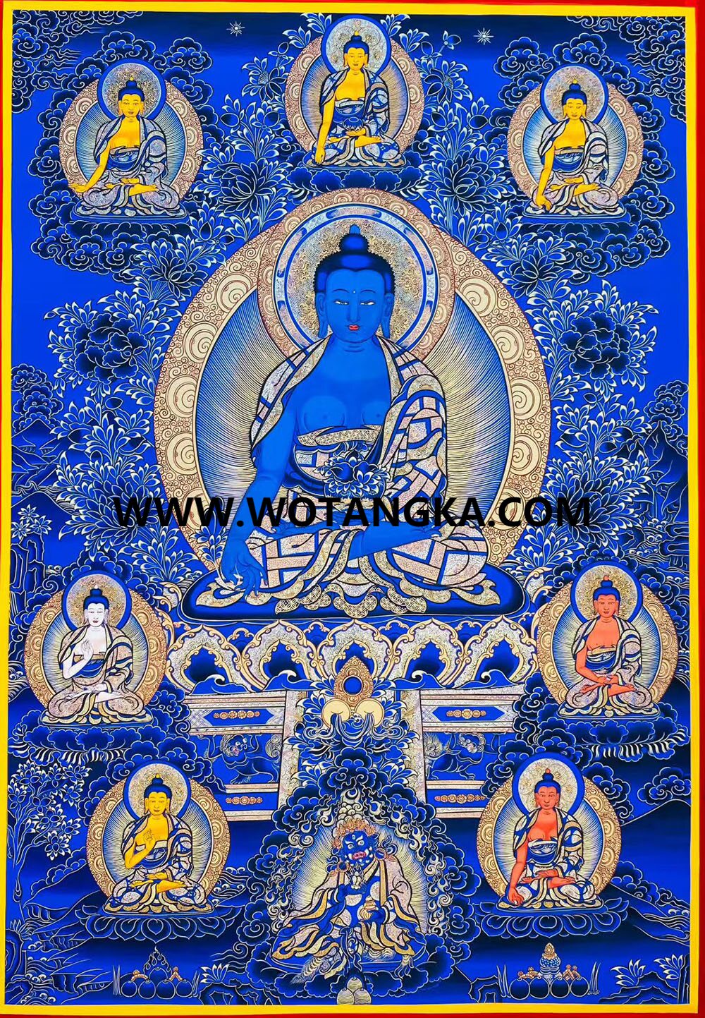 编号189-924791：蓝金唐卡-药师佛·药师七佛（100*70CM左右）