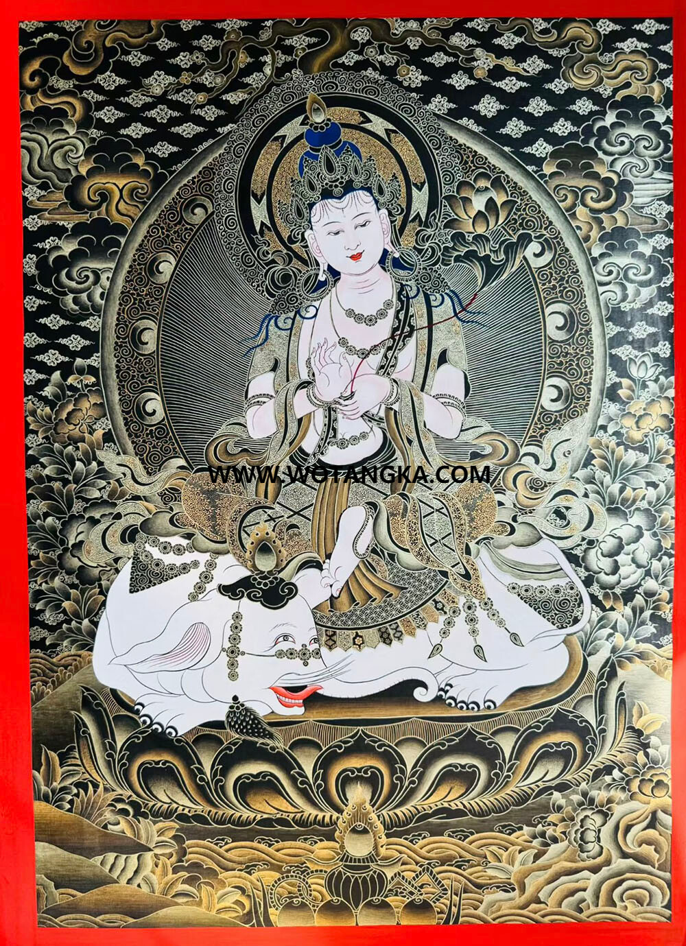 编号189-952656：黑金唐卡-普贤菩萨（40*30CM左右）