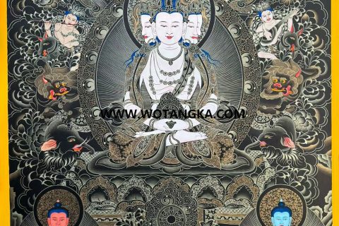 编号189-969447：黑金唐卡-四面大日如来（60*45CM左右）