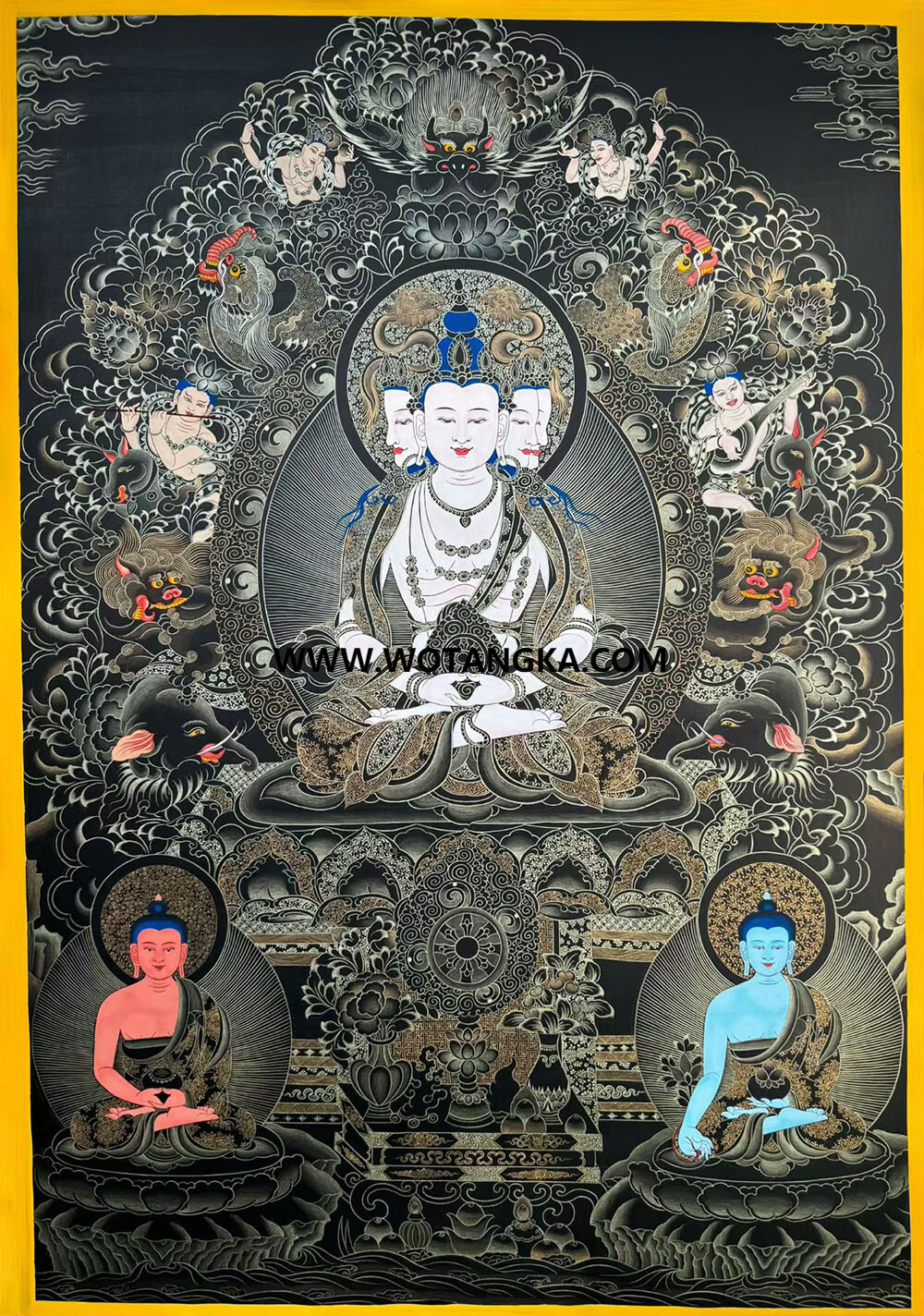 编号189-969447：黑金唐卡-四面大日如来（60*45CM左右）