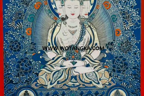 编号189-970412：蓝金唐卡-四面大日如来（60*45CM左右）