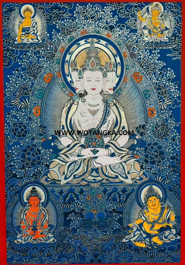 编号189-970412：蓝金唐卡-四面大日如来（60*45CM左右）