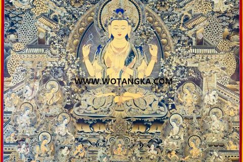 编号118-1972479：彩绘小唐卡-关公·伽蓝菩萨（长方形·5*4CM左右