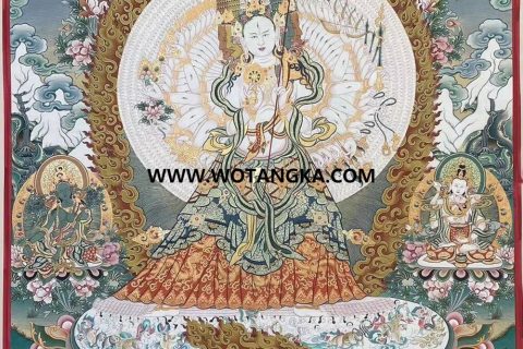 编号189-987290：彩绘唐卡-大白伞盖佛母（100*70CM左右）