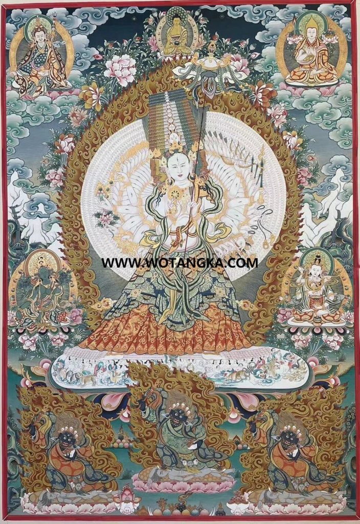 编号189-987290：彩绘唐卡-大白伞盖佛母（100*70CM左右）