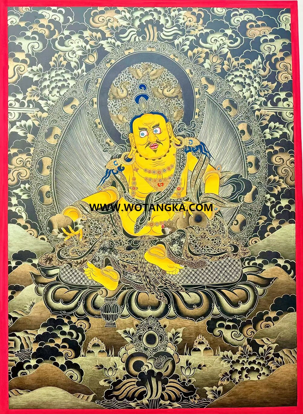 热贡-南木·画院：黑金唐卡-黄财神（40*30CM左右）