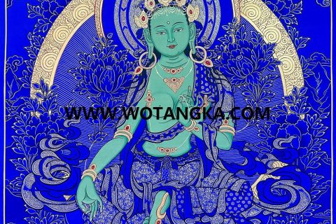 编号189-999400：蓝金唐卡-绿度母（40*30CM左右）