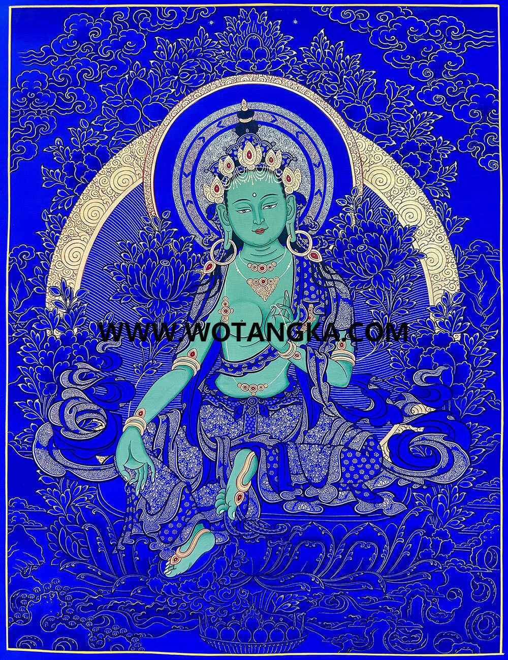 编号189-999400：蓝金唐卡-绿度母（40*30CM左右）