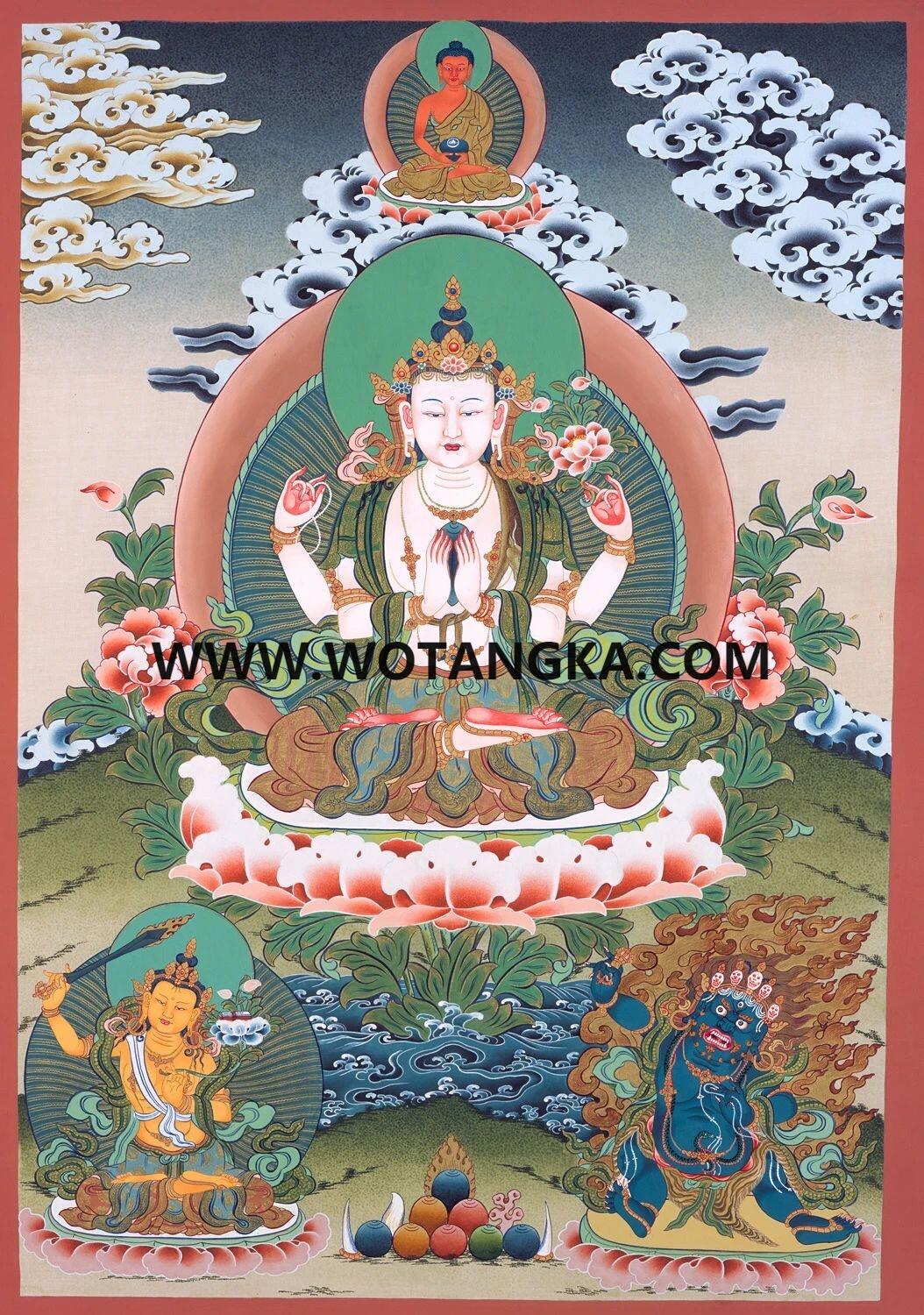 沃唐卡编号AC13469：四臂观音