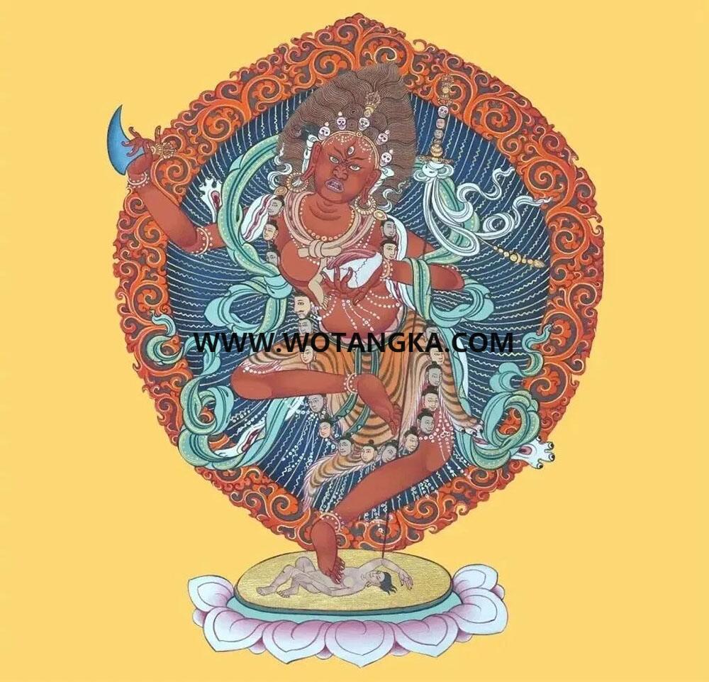 沃唐卡编号AC29357：怀业九本尊·金刚亥母