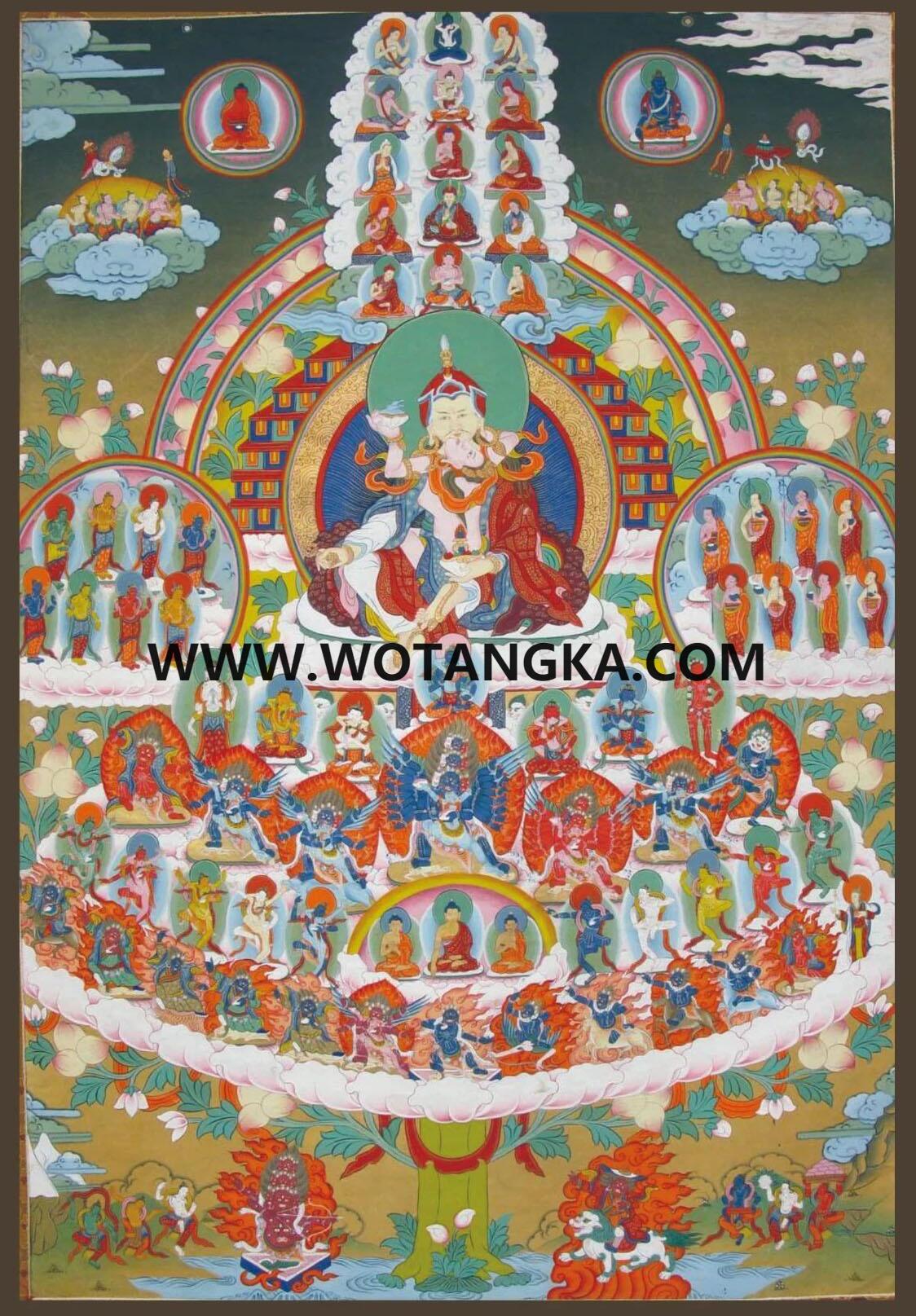 沃唐卡编号AC42716：莲花生大士皈依境