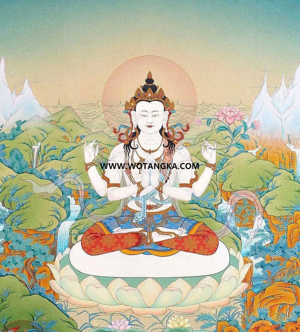 沃唐卡编号AC56748：四臂观音