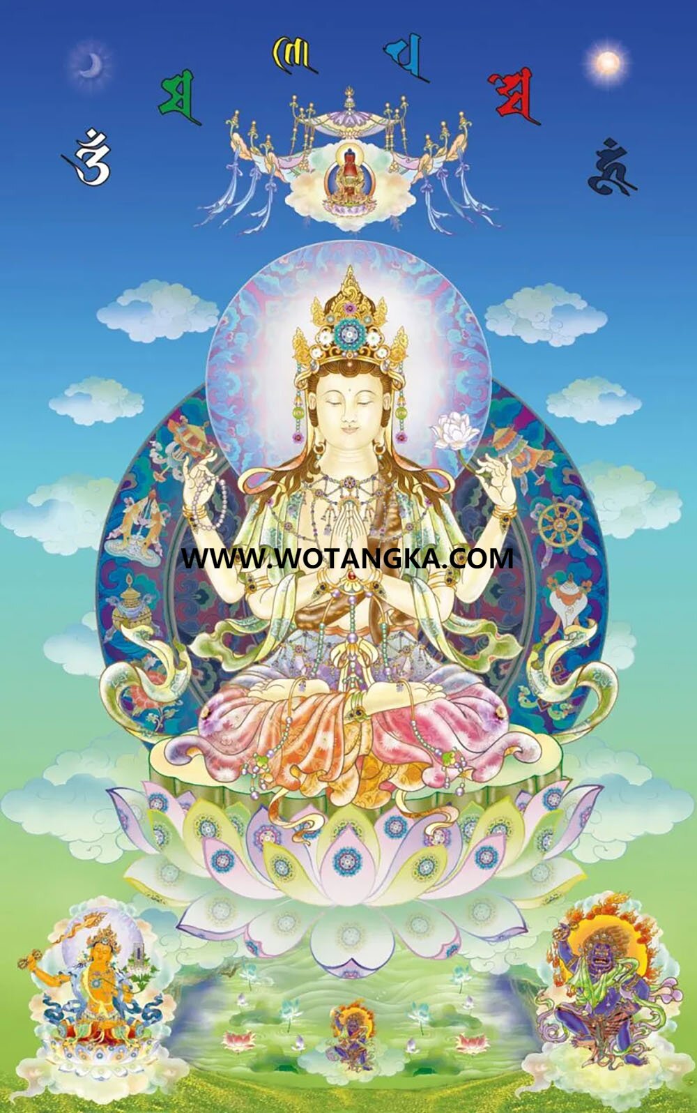 沃唐卡编号AC57134：四臂观音