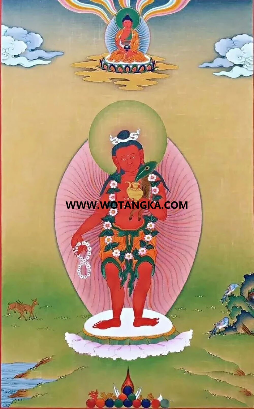 沃唐卡编号AC58237：深拔轮回红观音