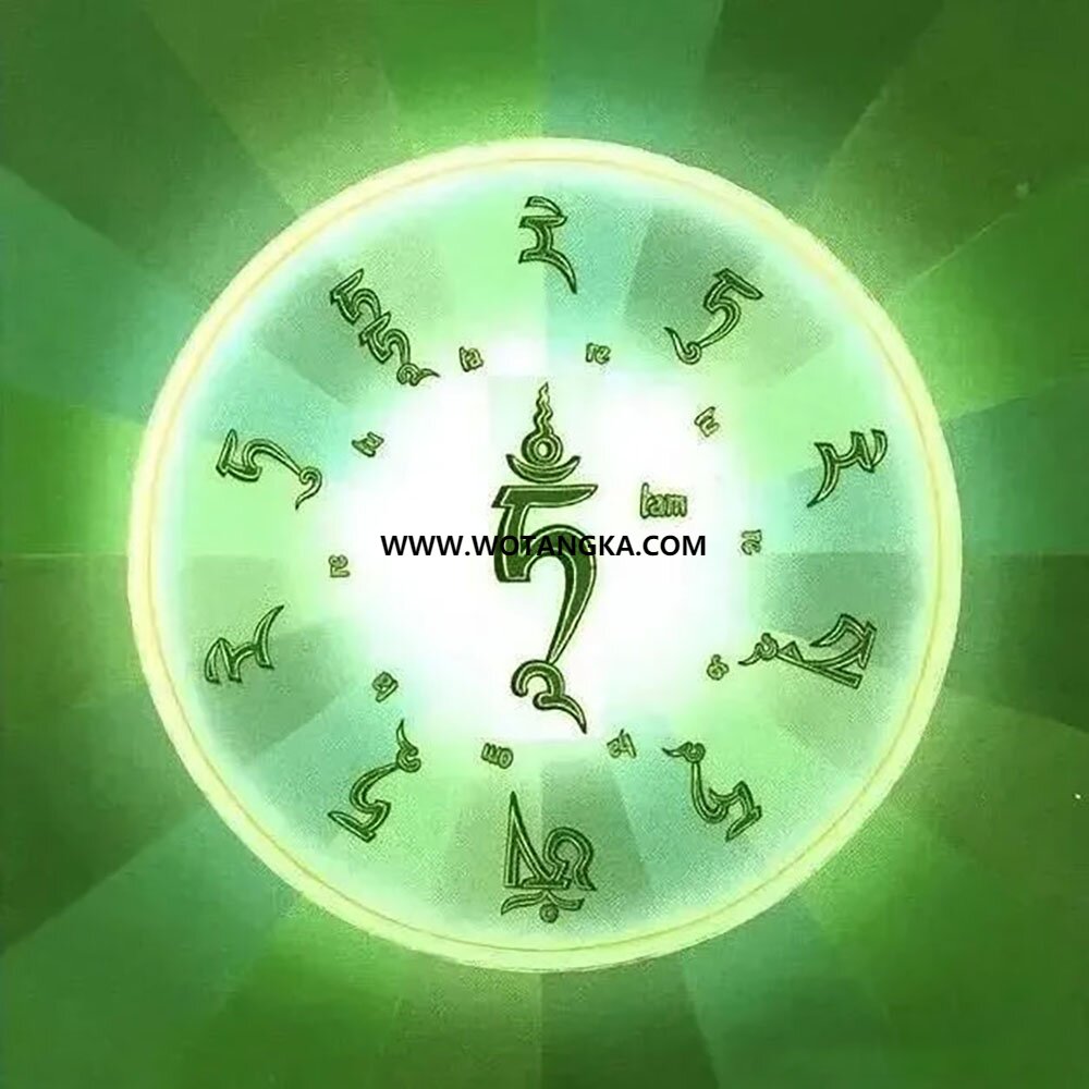 沃唐卡编号AC69541：绿度母咒轮