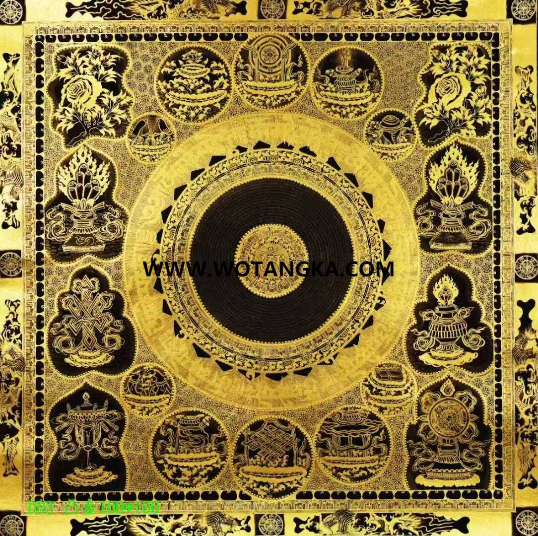 编号138-126729：黑金唐卡-吉祥八宝坛城（100*100CM左右）