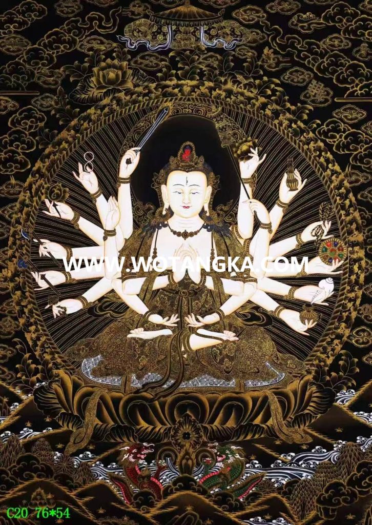 编号138-232783：黑金唐卡-准提佛母（76*54CM左右）