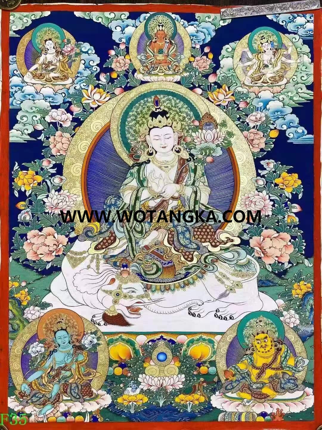 编号138-252383：彩绘唐卡-普贤菩萨（100*70CM左右）