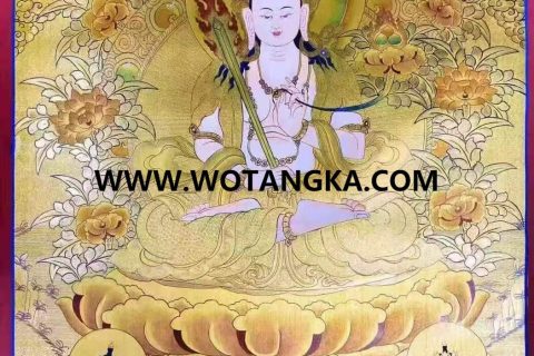 编号138-351338：黄金唐卡-虚空藏菩萨（75*54CM左右）