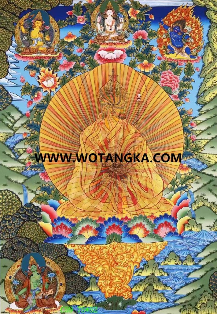 编号138-419169：彩绘唐卡-莲花生大士·虹光法身（75*52CM左右）