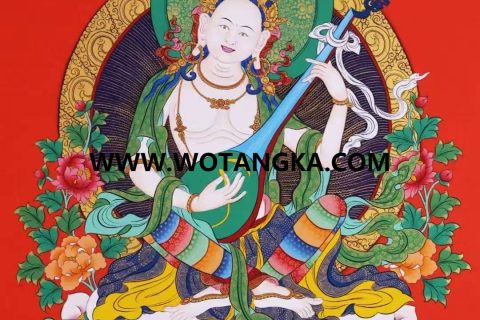 编号138-529911：彩绘唐卡-妙音天女（60*45CM左右）