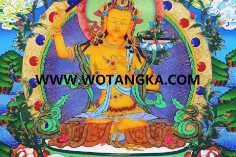 编号138-651139：彩绘唐卡-文殊菩萨·三怙主（152*104CM左右）