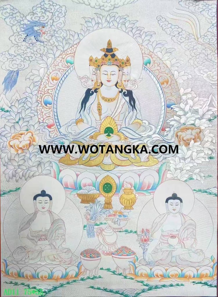 编号138-749119：白银唐卡-四面大日如来（75*55CM左右）