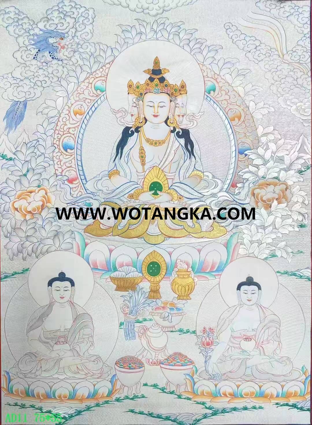 编号138-749119：白银唐卡-四面大日如来（75*55CM左右）