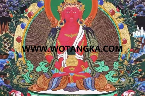 编号138-749819：彩绘唐卡-长寿佛·长寿三尊（91*62CM左右）