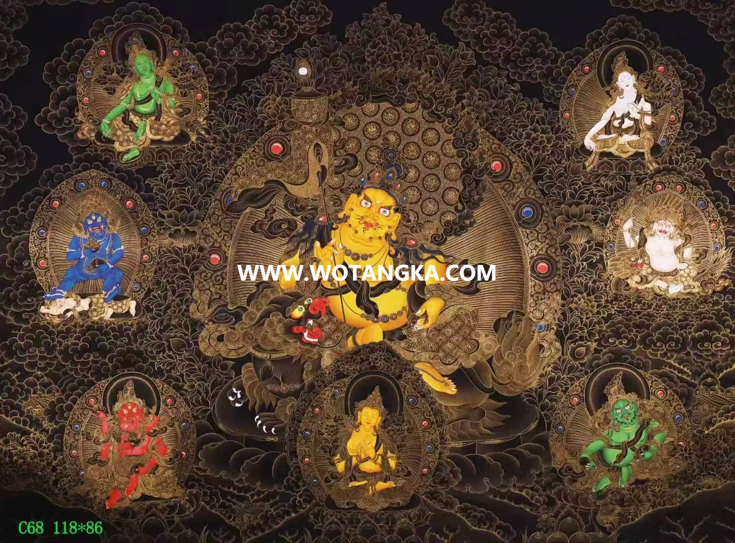 编号138-855139：黑金唐卡-财宝天王（86*118CM左右）
