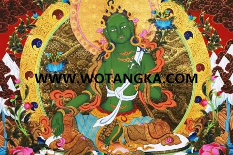 编号138-856119：彩绘唐卡-绿度母（152*103CM左右）