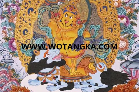 编号138-856139：彩绘唐卡-财宝天王·五方财神（75*52CM左右）