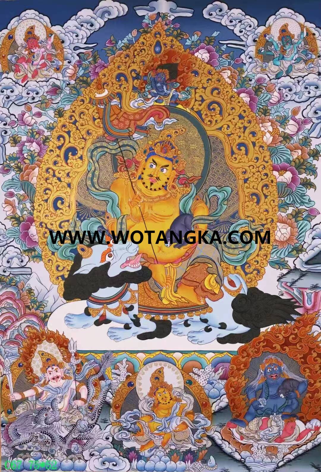 编号138-856139：彩绘唐卡-财宝天王·五方财神（75*52CM左右）