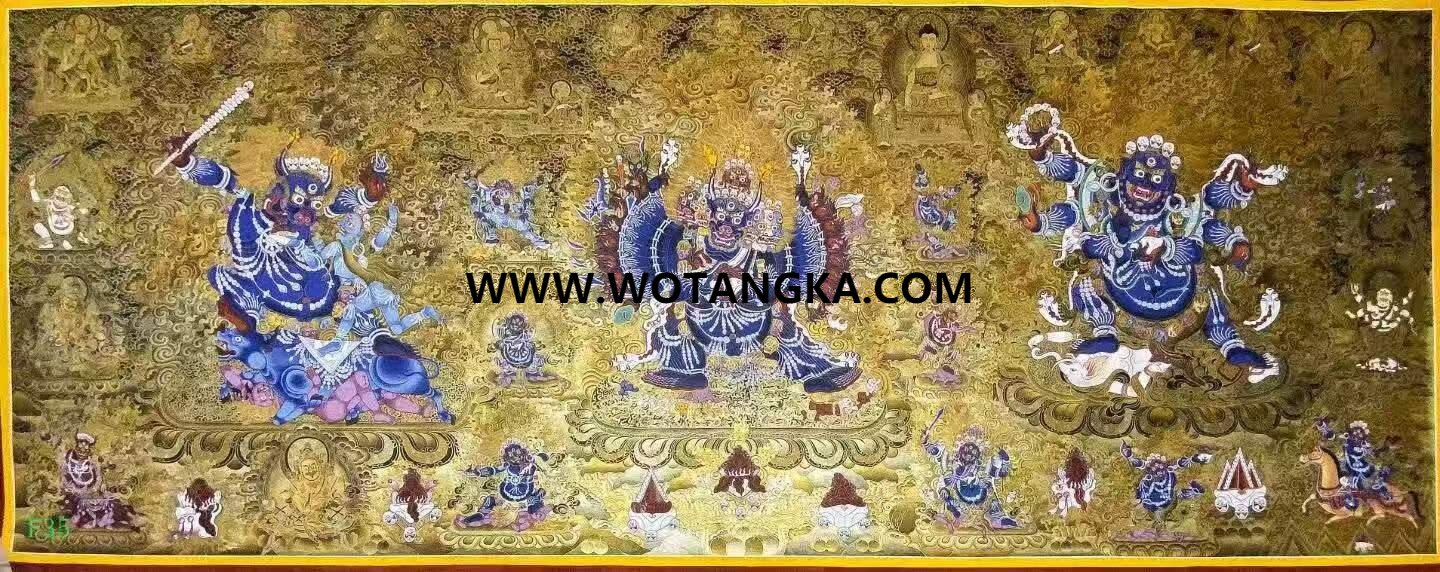 编号138-856919：黑金唐卡-大威德金刚（115*300CM左右）